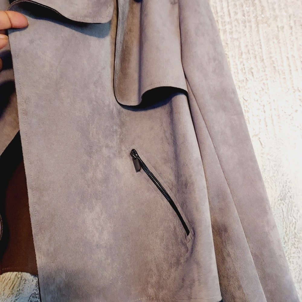KUT From The Kloth Jacee Open Faux Suede Moto Jacket Sz L - Picture 5 of 11